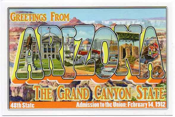 Arizona large letter postcard 48th state