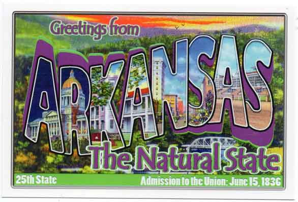 Arkansas large letter postcard 25th state