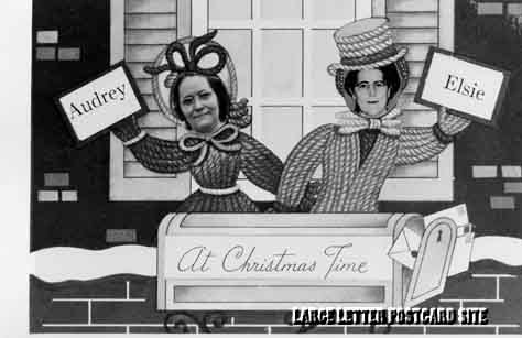 Audrey Brinkley and Elsie Hawbecker Christmas real photo photocard
