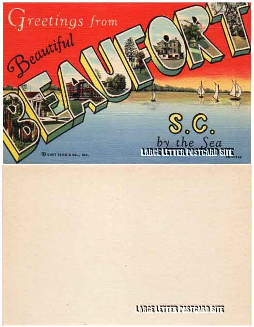Curt Teich 3B-H1104 Beaufort blank back large letter postcard
