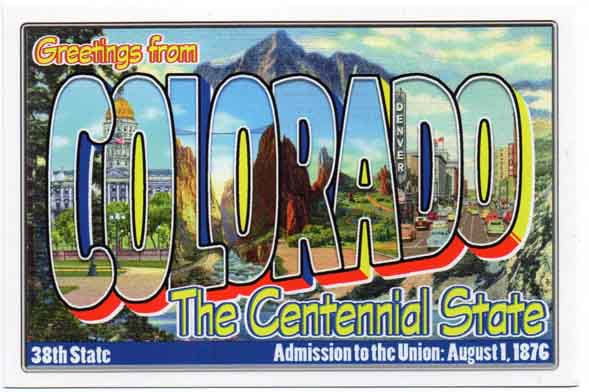 Colorado large letter postcard 38th state
