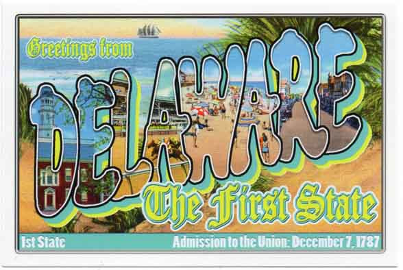 Delaware large letter postcard 1st state