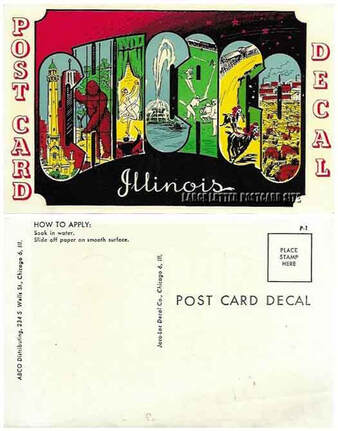 Chicago large letter postcard decal