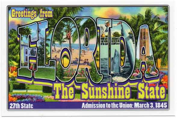 Florida large letter postcard 27th state
