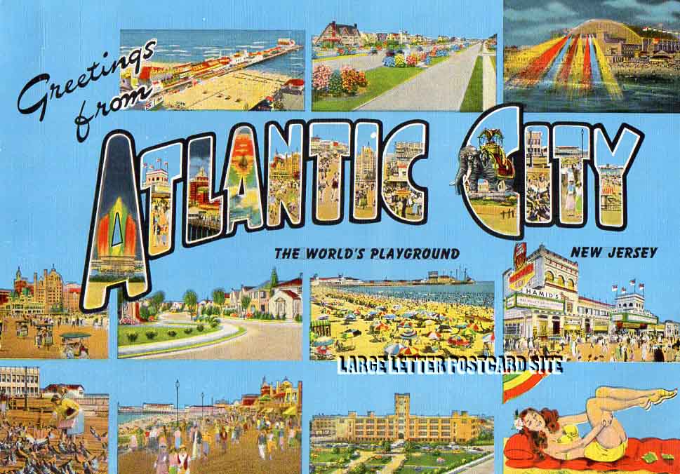 Giant E.C. Kropp Atlantic City New Jersey large letter postcard