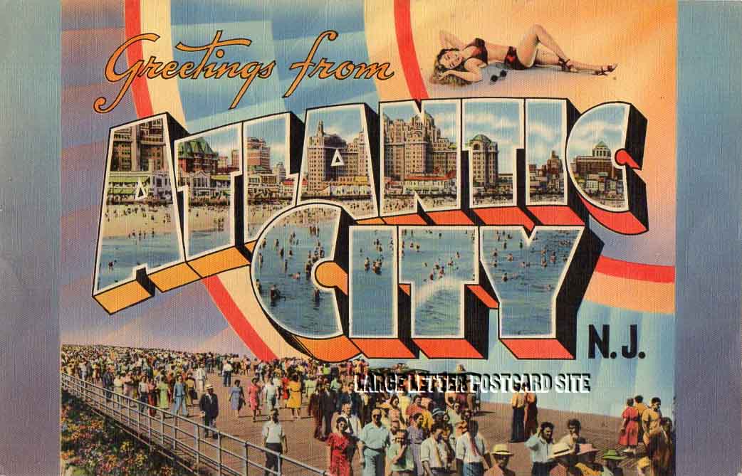 Giant Tichnor Atlantic City New Jersey large letter postcard