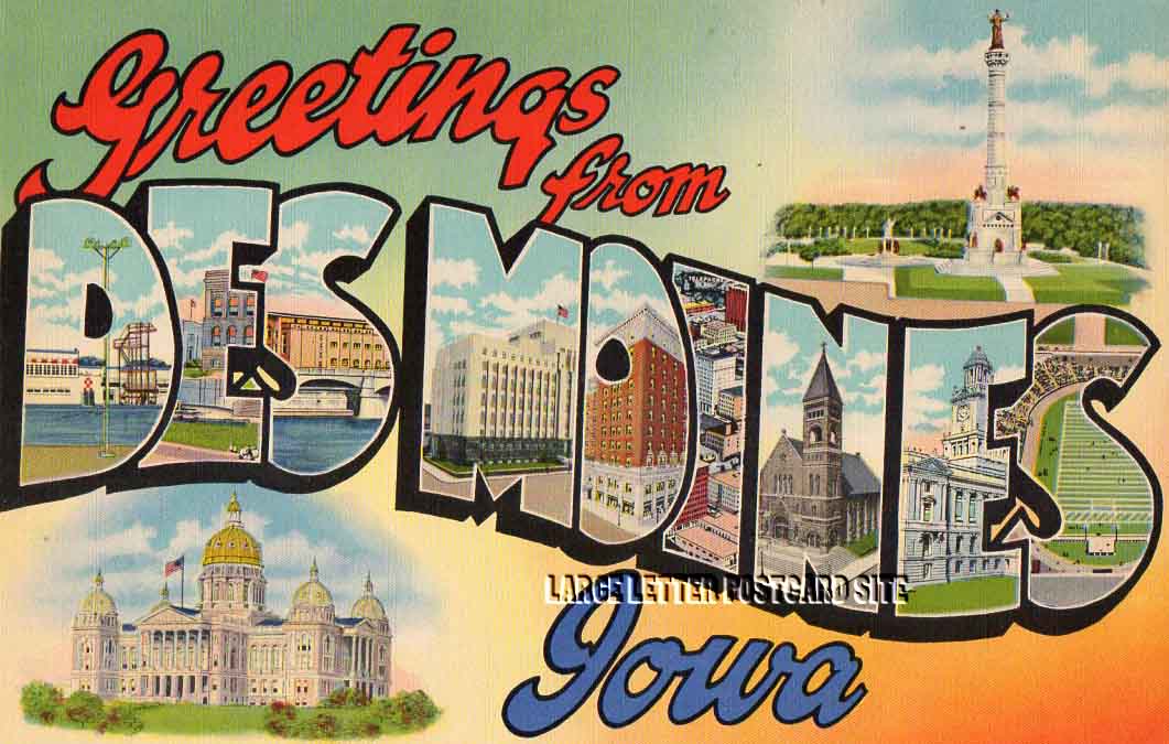 Giant Beals Des Moines Iowa large letter postcard