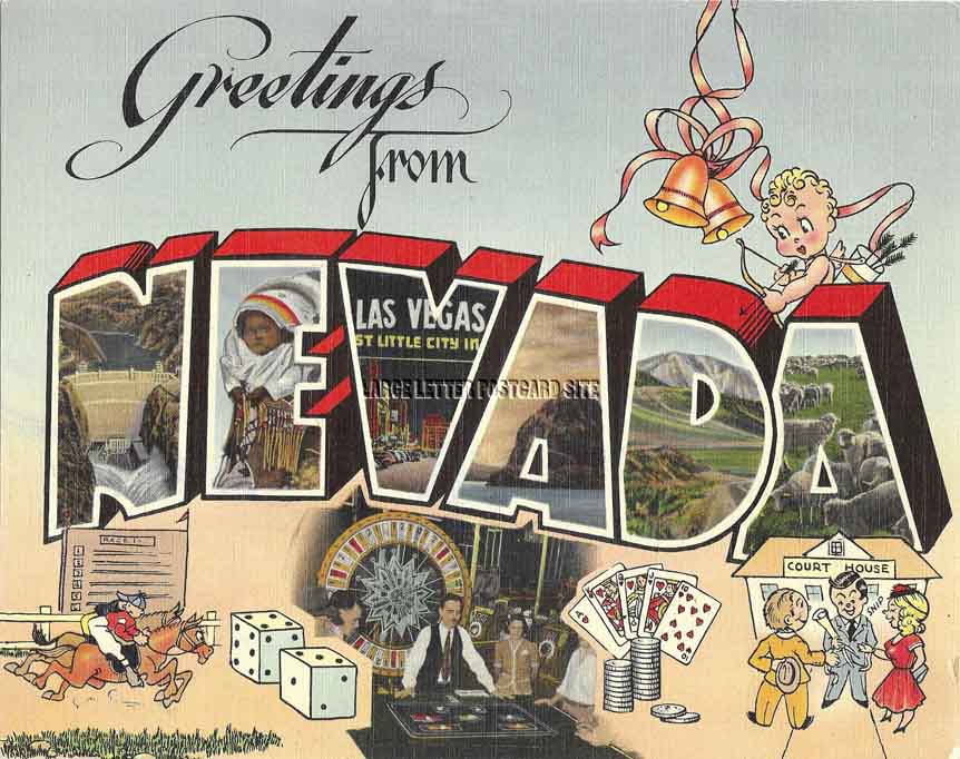Giant Tichnor Nevada Large Letter Postcard