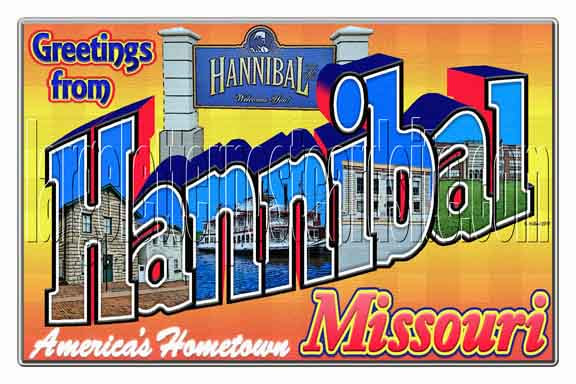 Greetings from Hannibal, Missouri large letter postcard