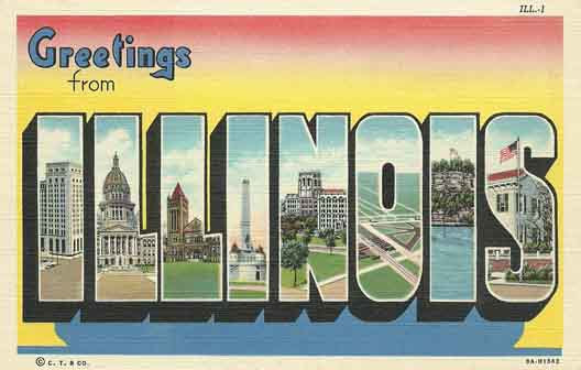 Illinois large letter postcard checklist