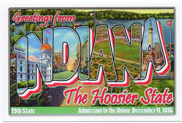 Indiana large letter postcard 19th state