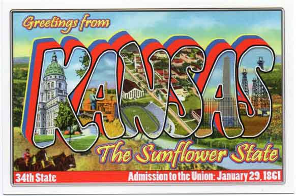 Kansas large letter postcard 34th state