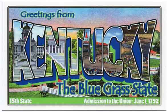 Kentucky large letter postcard 15th state