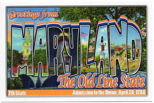 Maryland large letter postcard 7th state