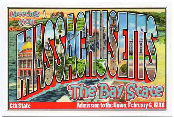 Massachusetts large letter postcard 6th state