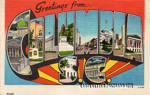 misprint Columbia South Carolina large letter postcard