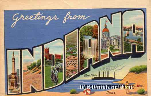 misprint Indiana large letter postcard