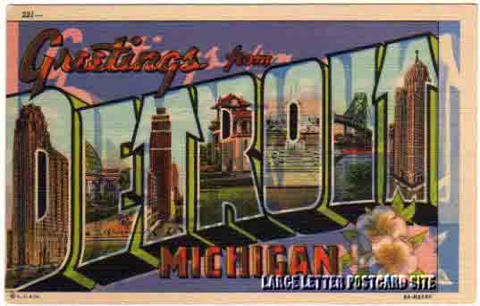 misprint Detroit large letter postcard