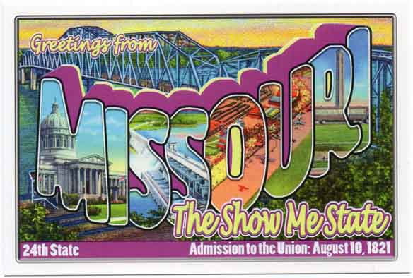 Missouri large letter postcard 24th state