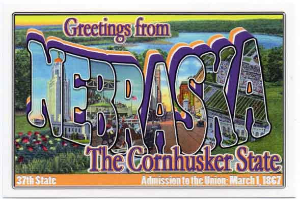 Nebraska large letter postcard 37th state