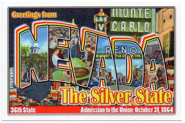 Nevada large letter postcard 36th state