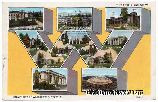 Curt Teich 102290 University of Washington large letter postcard
