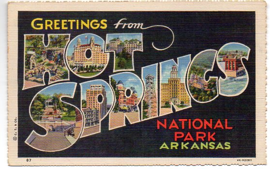 Curt Teich 4A-H2080 Hot Springs National Park Arkansas large letter postcard