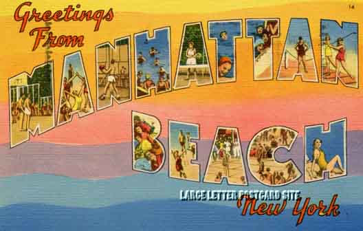 Manhattan Beach, New York large letter postcard