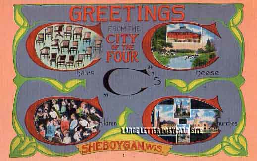 E.C. Kropp 6721 Four C's Wisconsin large letter postcard