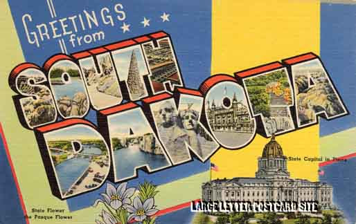 Tichnor 72677 South Dakota large letter postcard