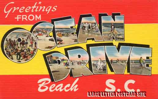 Tichnor 84649 Ocean Drive Beach, South Carolina large letter postcard