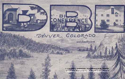 DBI, Denver Bible Institute large letter postcard