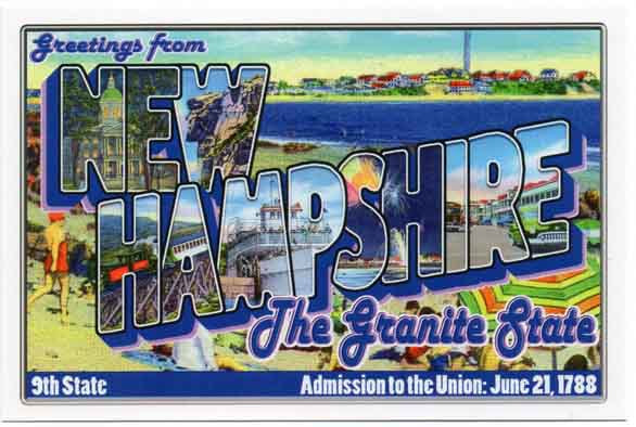 New Hampshire large letter postcard 9th state