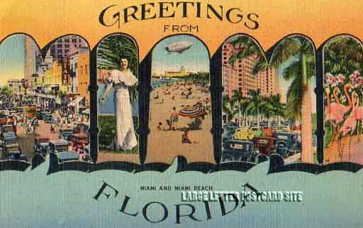 Metropolitan Miami Florida large letter postcard