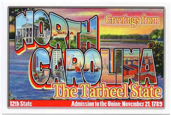 North Carolina large letter postcard 12th state