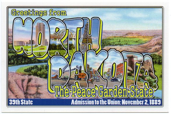 North Dakota large letter postcard 39th state