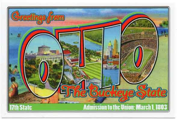 Ohio large letter postcard 17th state