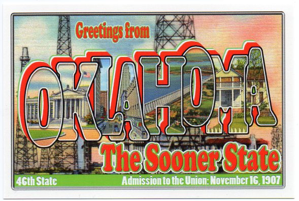 Oklahoma large letter postcard 46th state