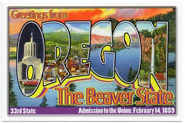 Oregon large letter postcard 33rd state