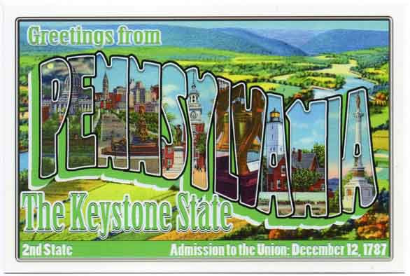 Pennsylvania large letter postcard 2nd state