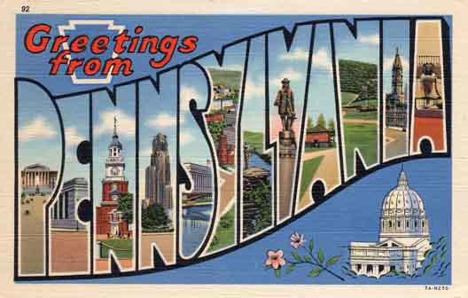 Pennsylvania large letter postcard checklist
