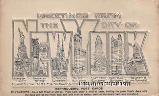 New York frottage large letter postcard