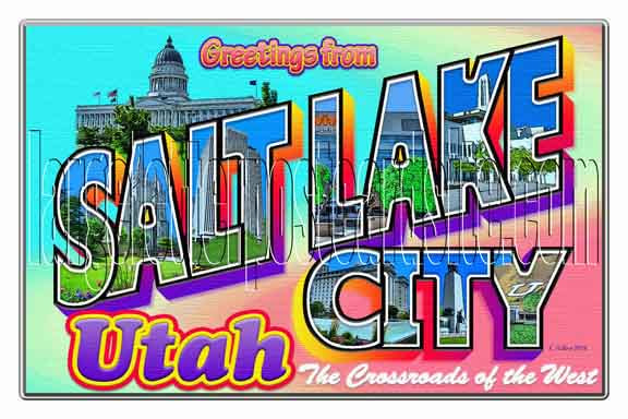 Greetings from SALT LAKE CITY, Utah large letter postcard