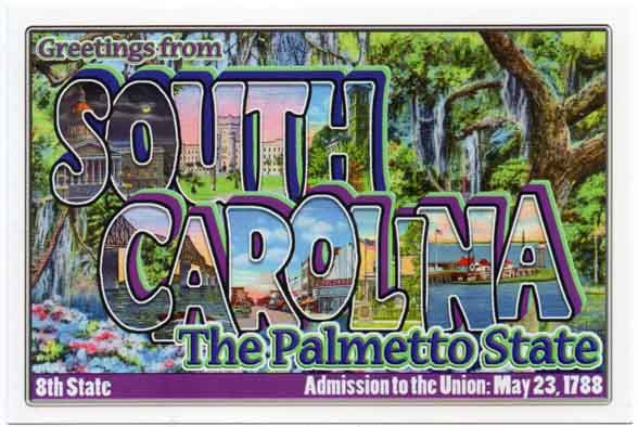 South Carolina large letter postcard 8th state