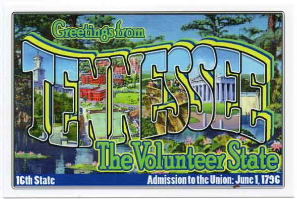 Tennessee large letter postcard 16th state