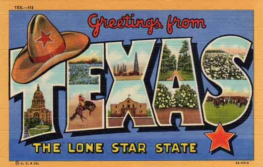 Texas large letter postcard checklist