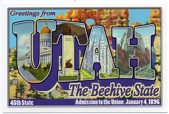 Utah large letter postcard 45th state