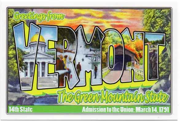 Vermont large letter postcard 14th state