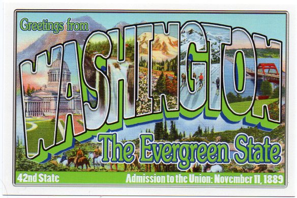 Washington large letter postcard 42nd state