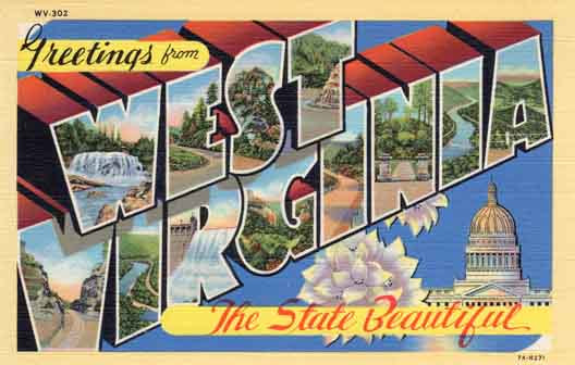 West Virginia large letter postcard checklist